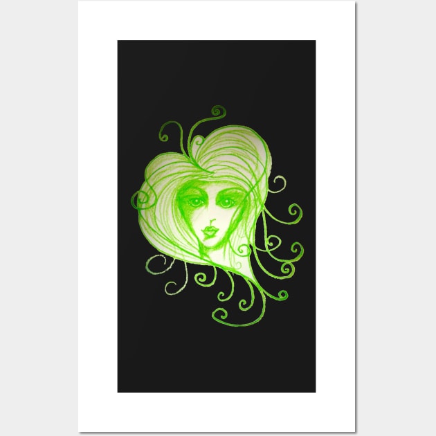 Green Girl Wall Art by 1Redbublppasswo